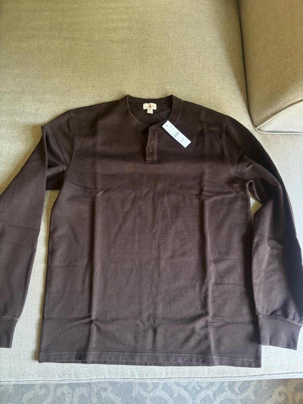 J. Crew MENS Dark Brown Long-Sleeve Henley